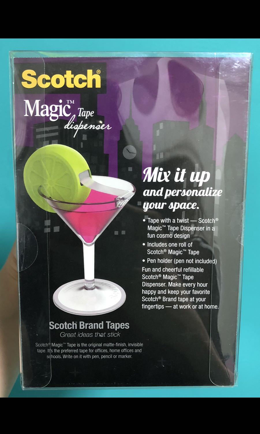 3M Scotch Magic Tape Dispenser Martini Glass Cocktail + Scotch Magic