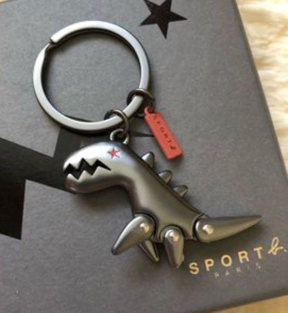Agnes B Classic Dinosaur Bag Charm Keychain in Gunmetal Black