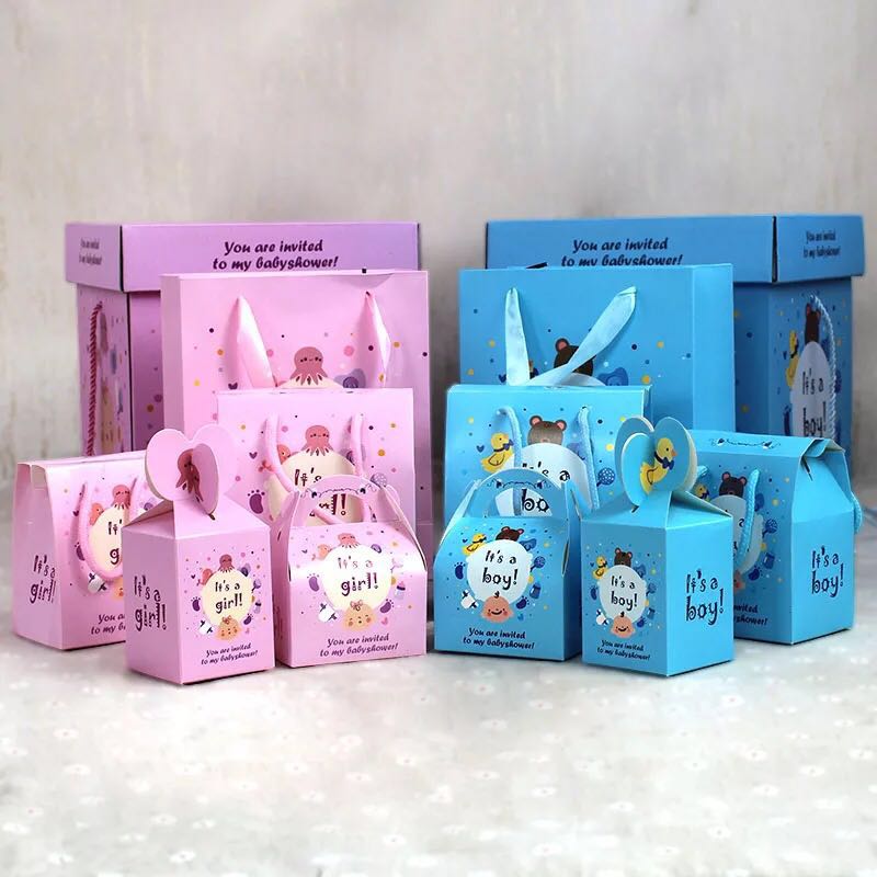 Baby Boy Baby Girl Baby Shower Party Full Moon Gift Box Favors Box Bag Design Craft Craft Supplies Tools On Carousell