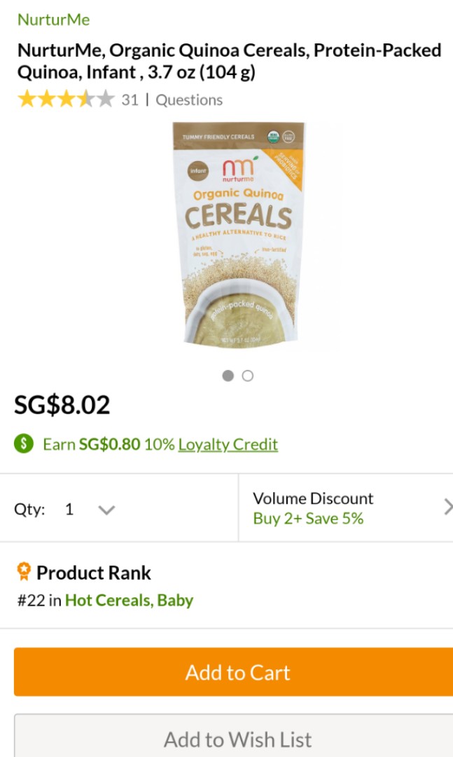 Nurturme organic deals quinoa cereal