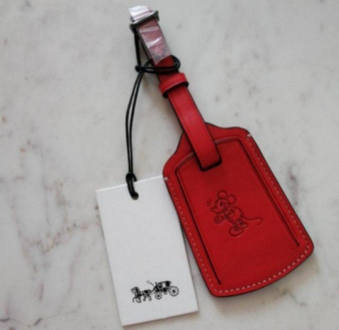 BNWT COACH Disney X Special Limited Edition Mickey Mouse Leather Luggage Tag