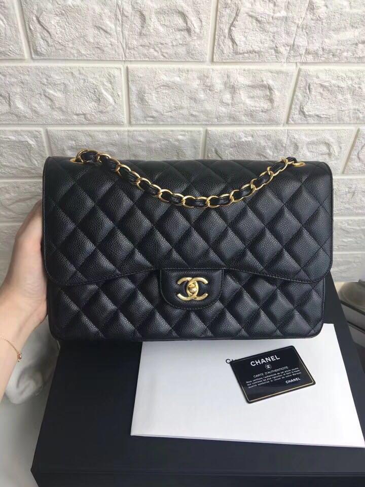 CHANEL CF Jumbo (30cm) in Caviar with GHW, Double Flap, Luxury, Bags ...