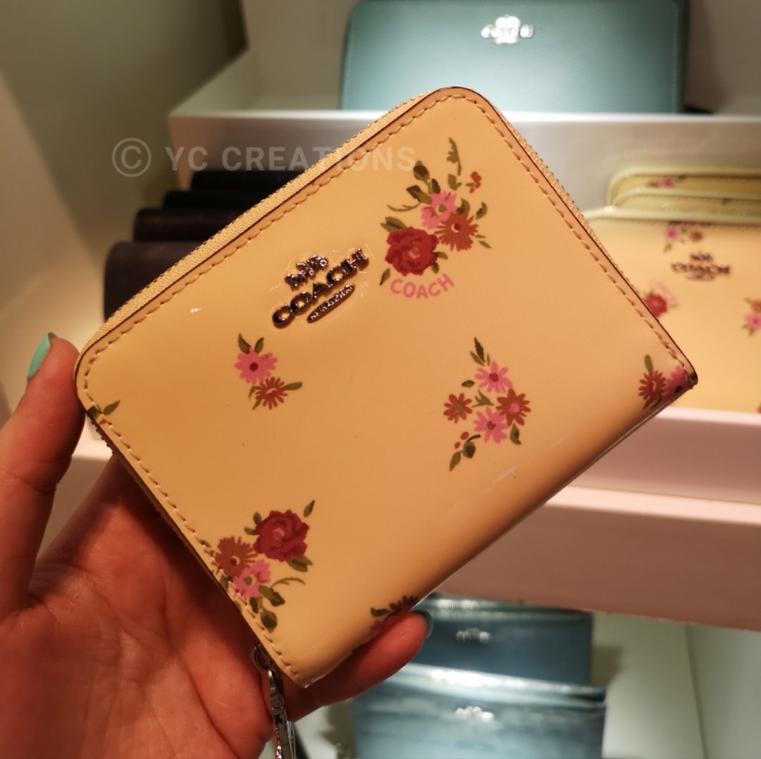 coach black floral wallet