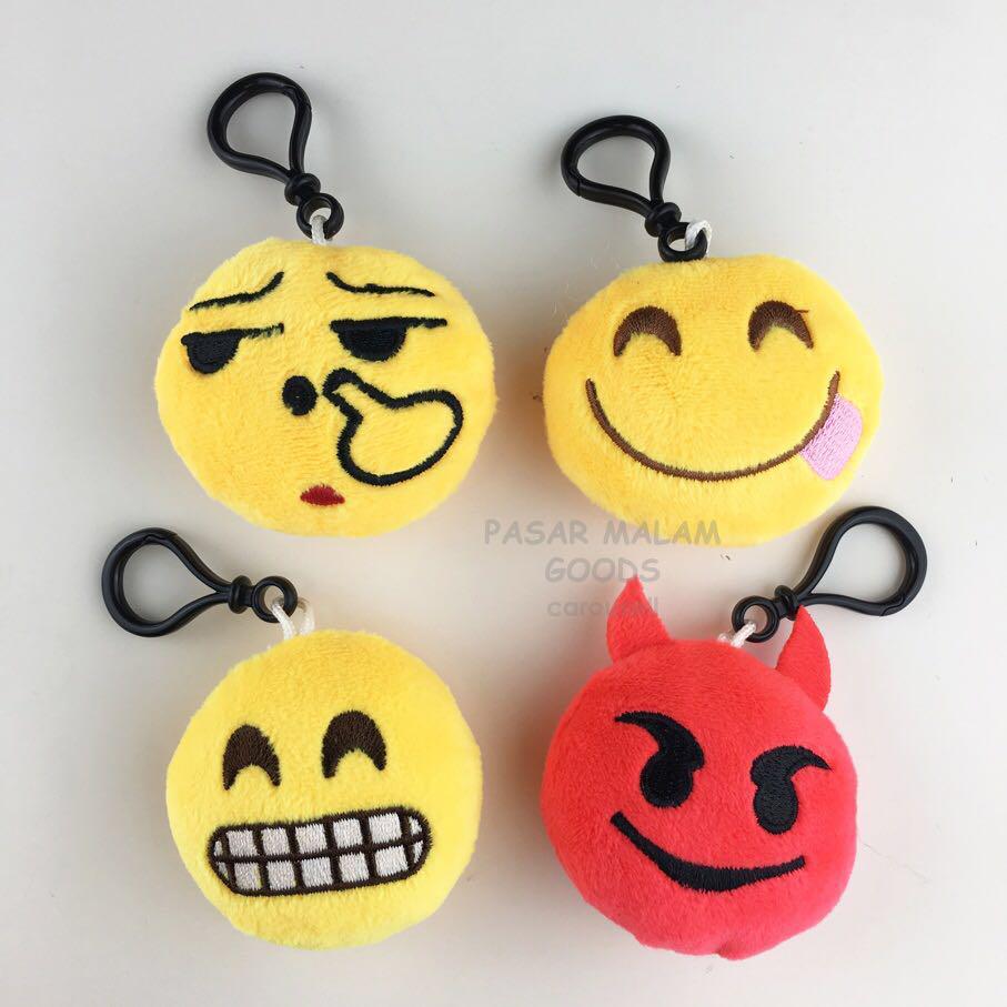 Emoji Plush With Hook Keychain Bag Ornament Decor Whatsapp Icon Dig Nose Cheeky Tongue Hee Teeth Devil Mini Plush Emoticon Pillow Toys Games Stuffed Toys On Carousell
