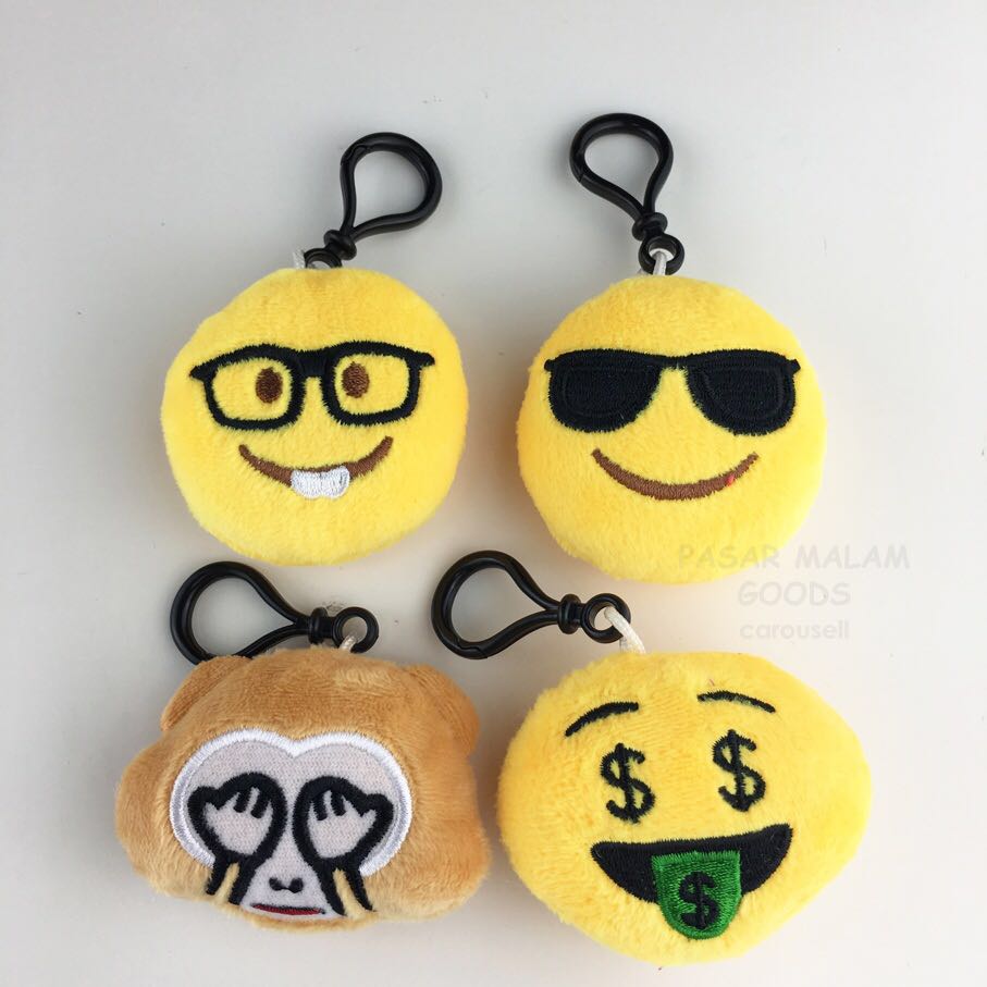 Emoji Plush With Hook Keychain Bag Ornament Decor Whatsapp Icon Nerd Monkey Swag Glasses Money Face Mini Plush Emoticon Pillow Toys Games Stuffed Toys On Carousell