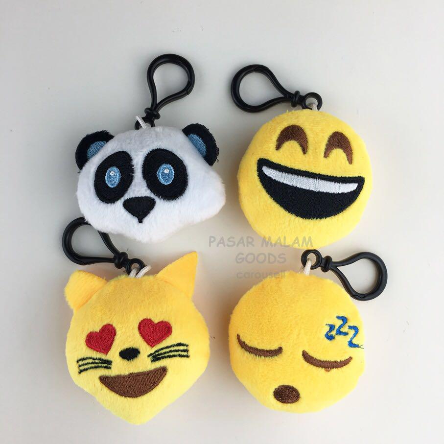 Emoji Plush With Hook Keychain Bag Ornament Decor Whatsapp Icon Panda Laugh Cat Heart Eyes Dozing Sleep Mini Plush Emoticon Pillow Toys Games Stuffed Toys On Carousell