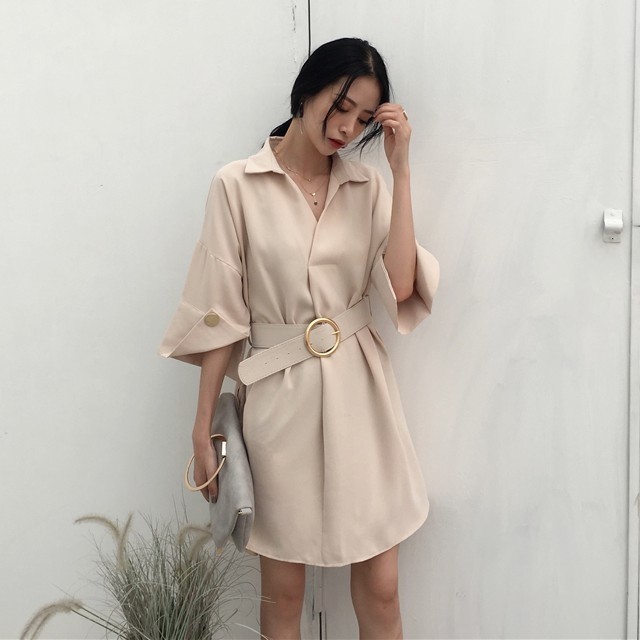 Korean style beige dress, Women's Fashion, Dresses u0026 Sets, Dresses on  Carousell