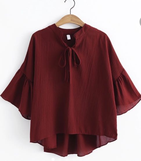maroon chiffon blouse