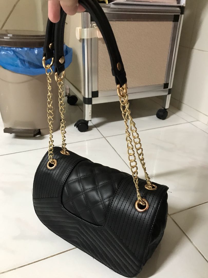 sling bag with gold chain