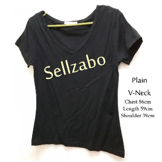 New Size L V Neck Top Tee T Shirts Short Sleeves Casual Plain Simple Sellzabo Ladies Girls Women Female Lady Design Wear Black Colour Women S Fashion Clothes Tops On Carousell By one of the leading. carousell
