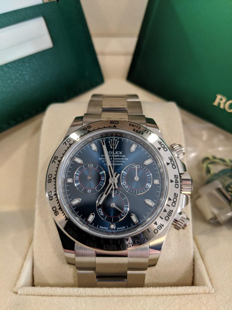 Rolex Daytona 116509 White Gold Blue Face, Luxury, Watches on Carousell