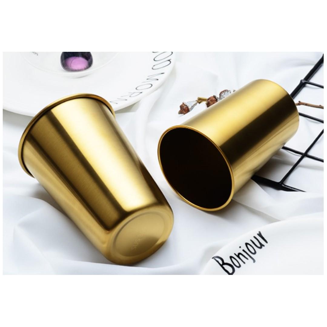 Royal Stainless Gold Cups (Category: Other Kitchenware & Tableware) located in Manila. Submitted by trustradeglobal (Listing ID 186636491, Image 1). Description: Add a twist to your regular plastic, ceramic cups or mug with our gold stainless cups. Its elegant design will surely attract your guests, family and friends over to your dining table. It is suitable to use in restaurants, canteens, picnic or at home. -capacity: 350ml -material: stainles