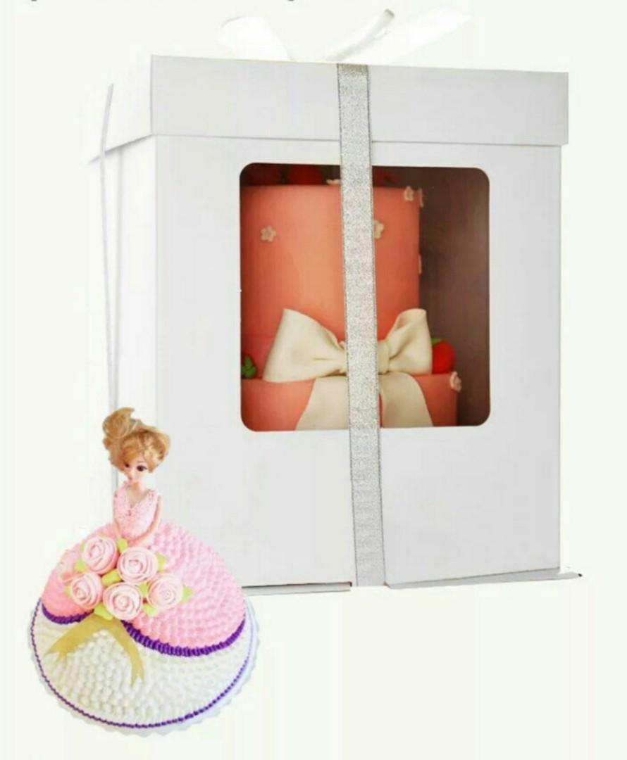 8 Cake Tall White Barbie Doll Front Window Box Food Drinks