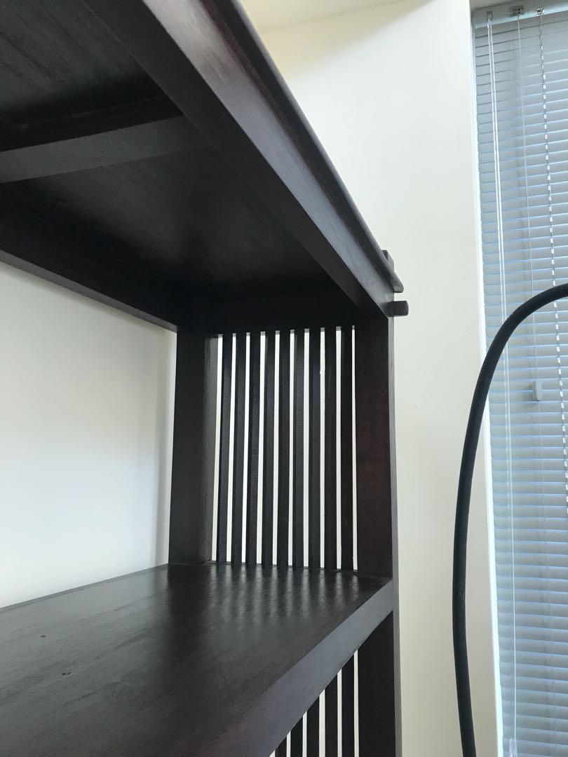 Teak Wood shelving unit with 4 shelves and 2 drawers. , Furniture