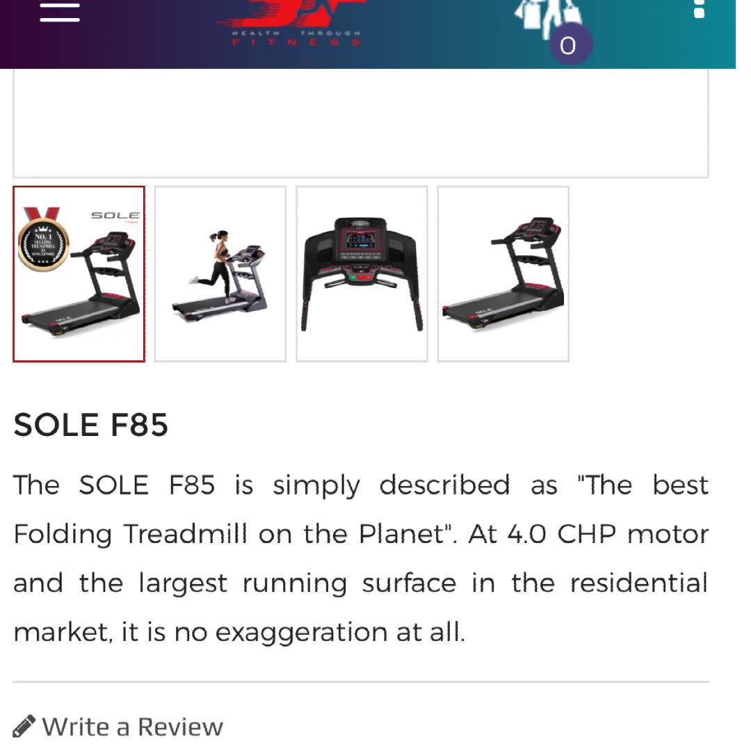 Treadmill F85 Sole Treadmill, Sports, Weights & Gym Equipment on Carousell