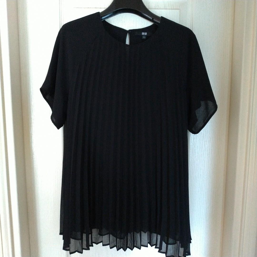 Uniqlo黑色雪紡上衣 女裝 女裝上衣 外套 Carousell