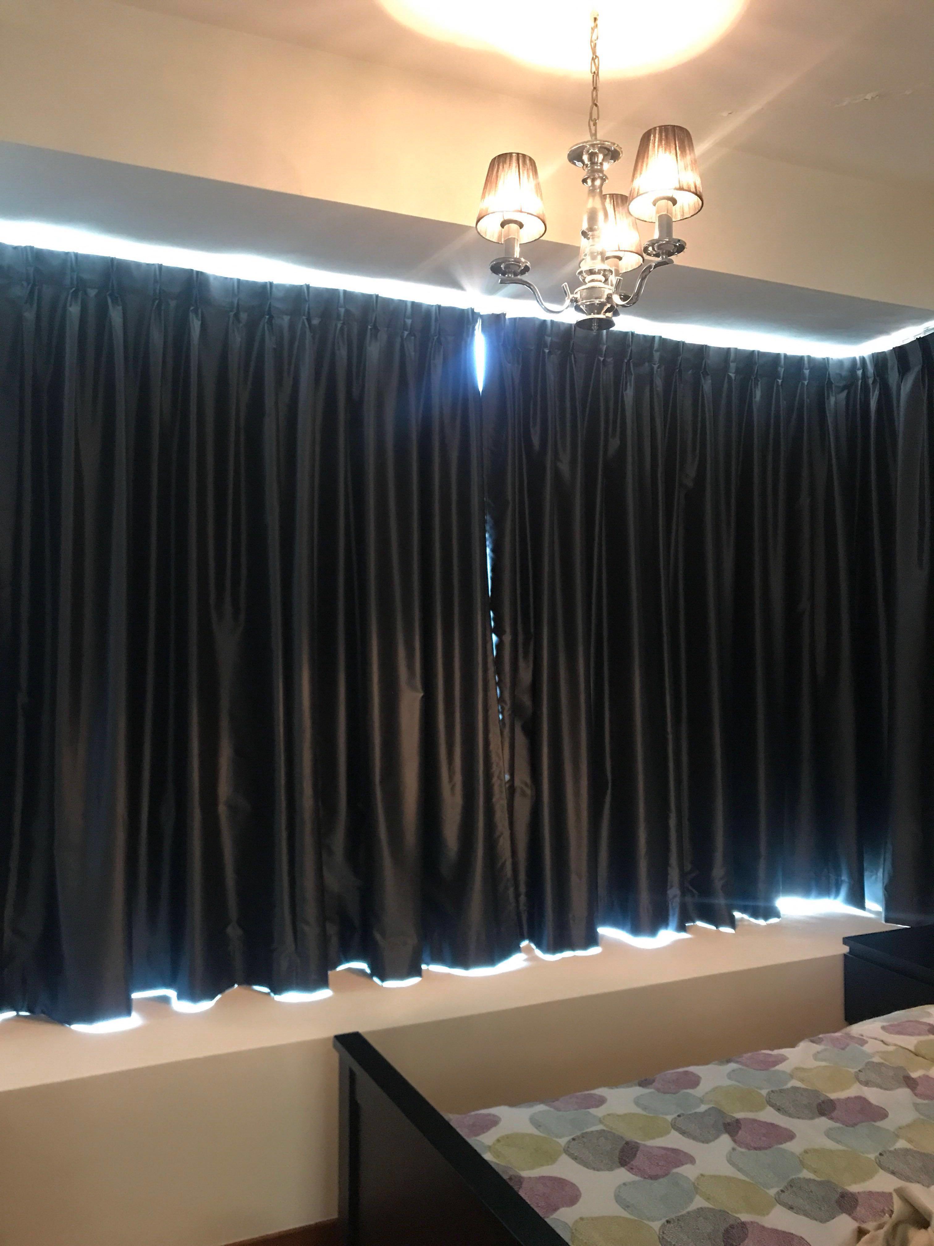 X3 Thick Blackout Curtains Dark Grey Satin Finish Furniture