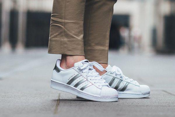adidas superstar white silver