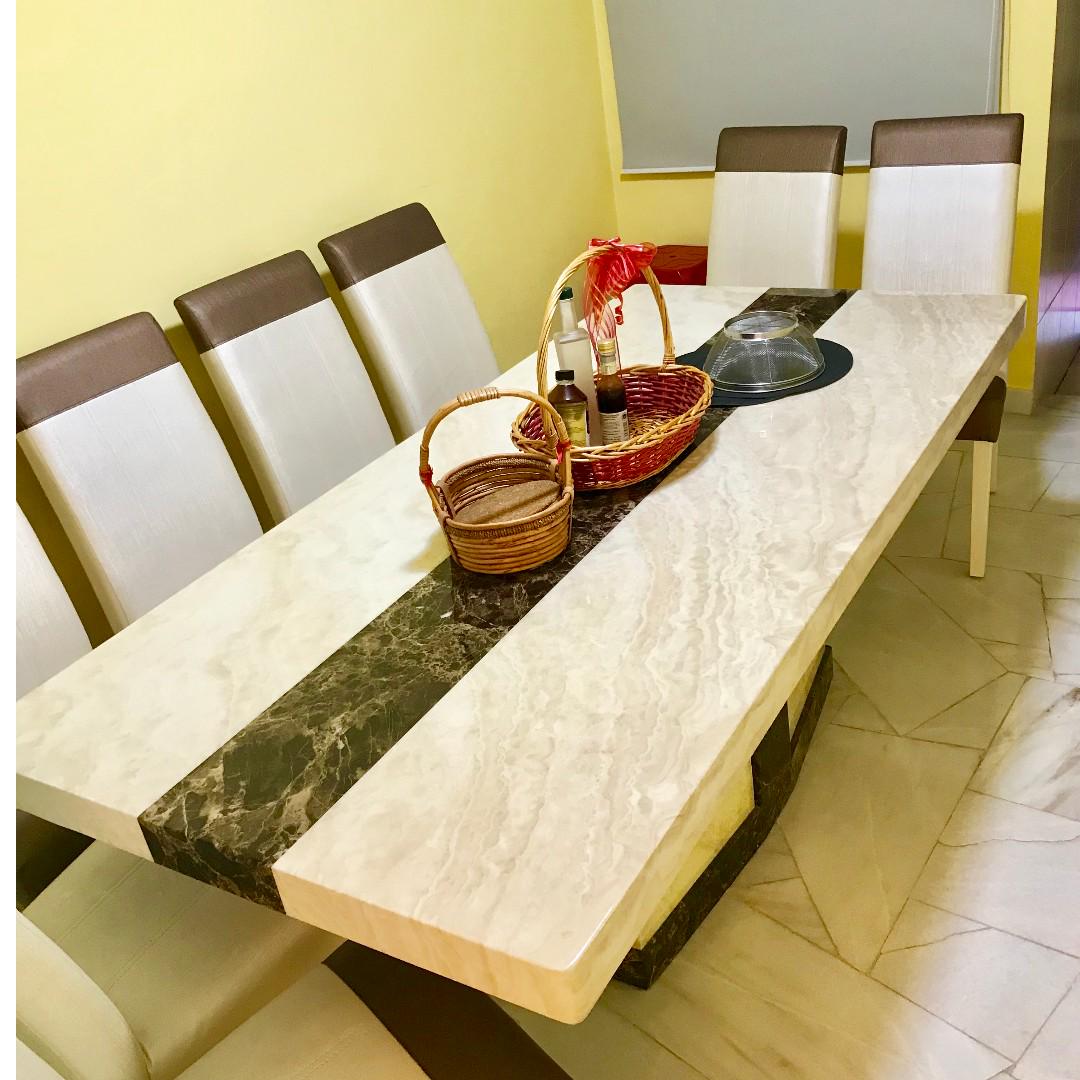 Casarano 7 Feet Italy Marble Dining Table Home Furniture Others On Carousell