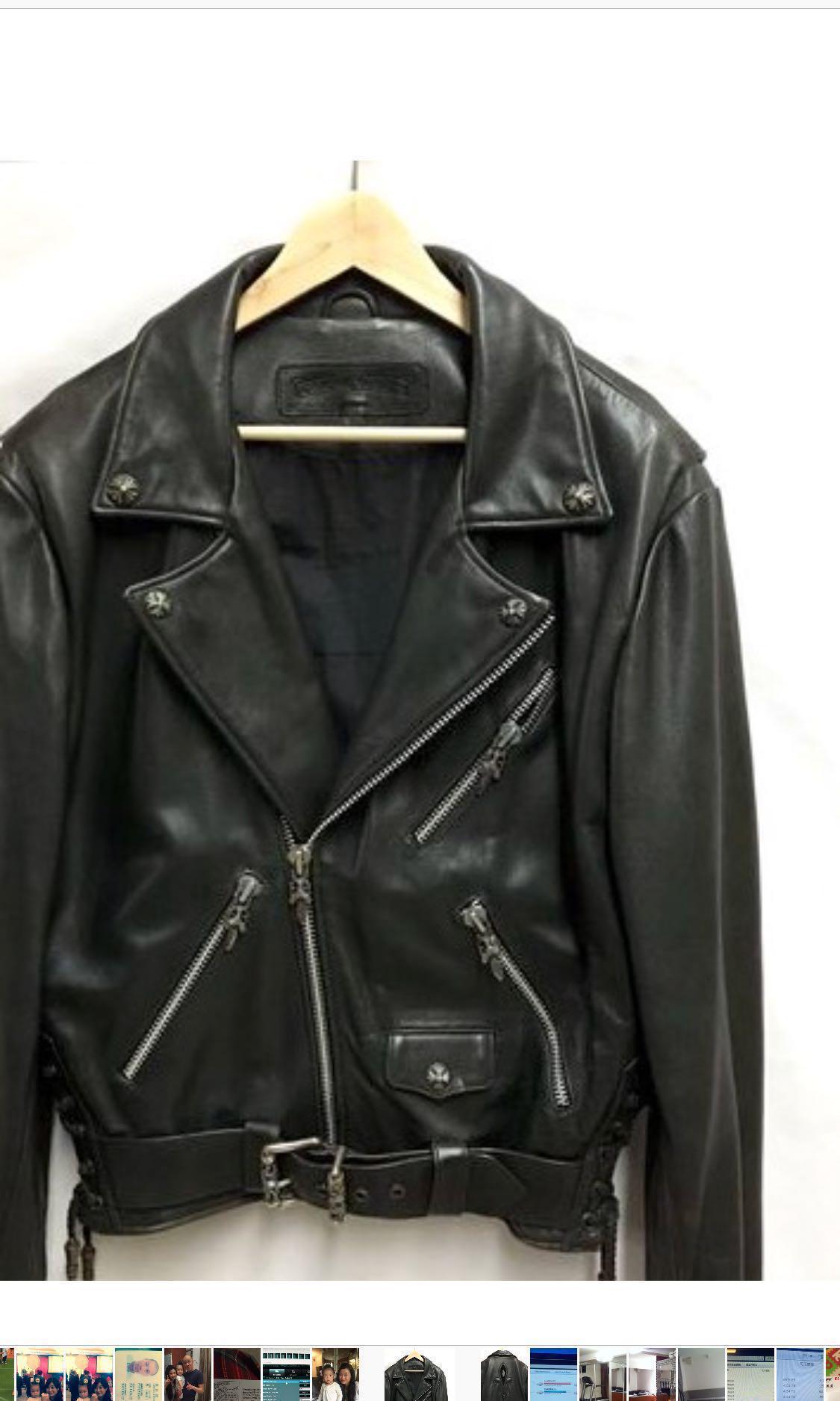 Chrome Hearts Leather Jacket With Silver Authentic Mens Medium Chrome Hearts Leather Jacket With