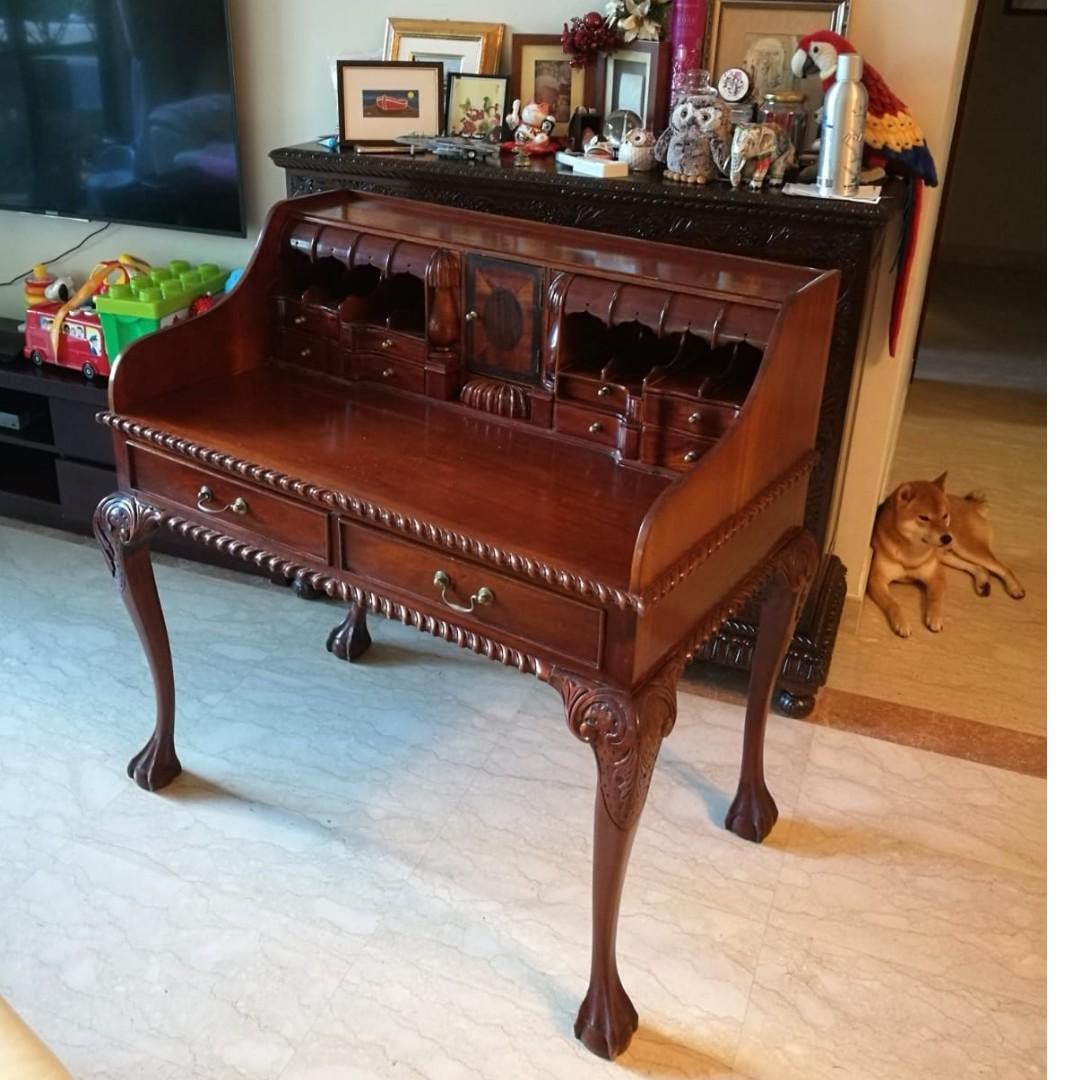 Colonial Vintage Writing Desk Teak Furniture Home Decor