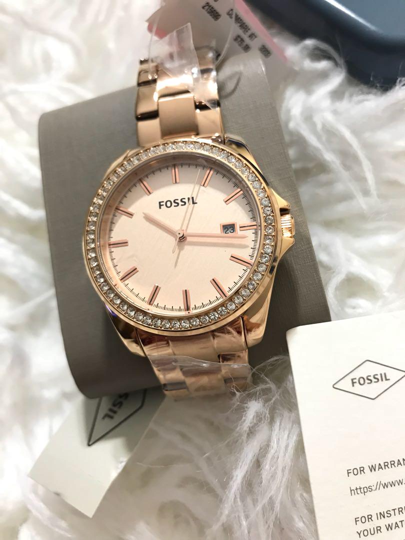 Fossil BQ3187 Classic Glitz Rose Gold Stainless Women Watch