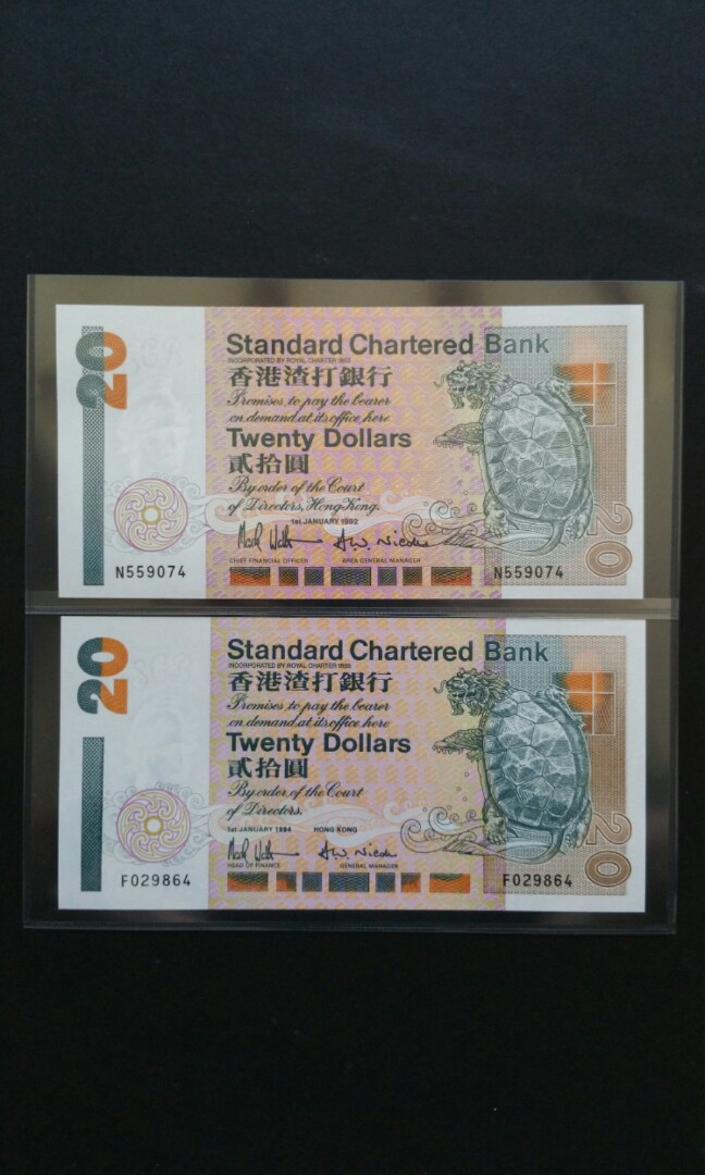 Hong Kong 20 Currency Banknote Vintage Collectibles Hong Kong 20 Currency Banknote