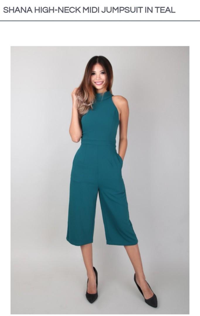 green high neck jumpsuit