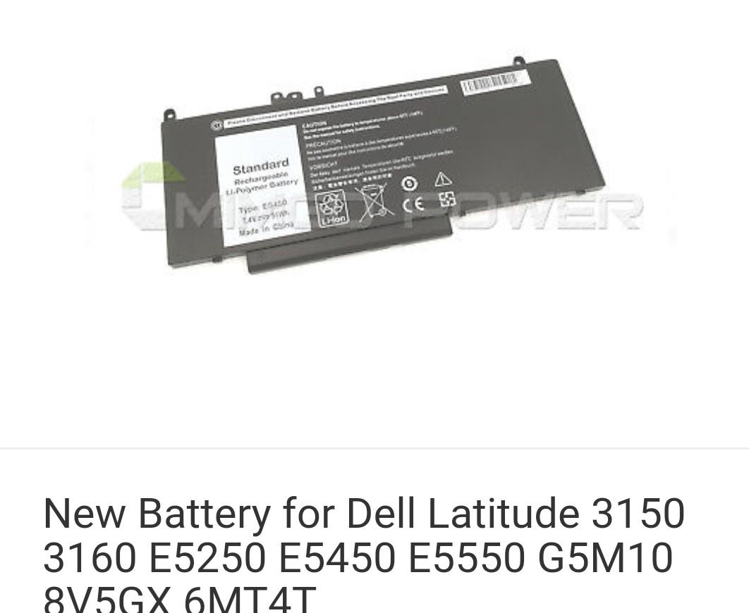 New Battery For Dell Latitude 3150 3160 E5250 E5450 E5550 G5m10 8v5gx 6mt4t Electronics Computers Others On Carousell