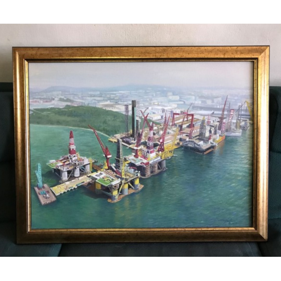 Painting Of Offshore Semi Submersible Oil Rigs Furniture Home