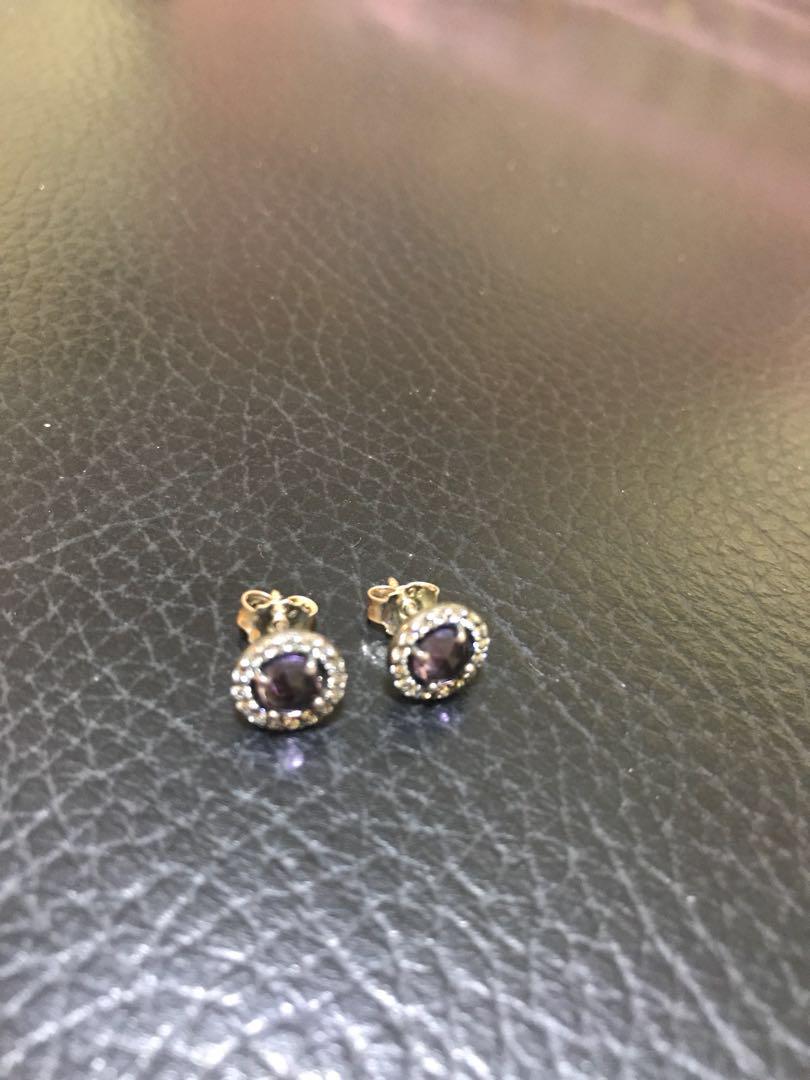 Pandora Amethyst earrings Women s Fashion Jewelry Organisers