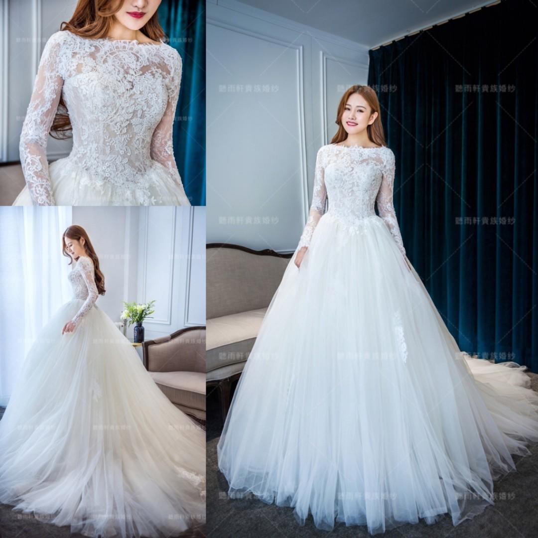 Pre Order Muslimah White Long Sleeve Lace Fishtail Wedding Bridal