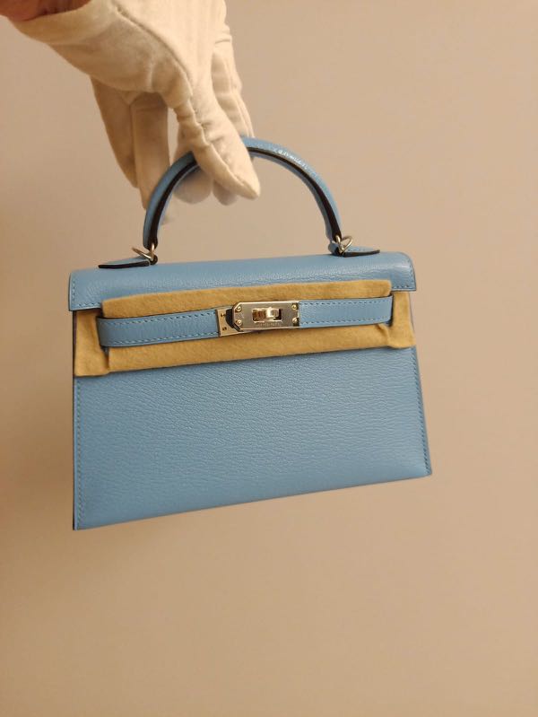 Hermès Kelly 20 Celeste Chevre Chandra Palladium Hardware PHW