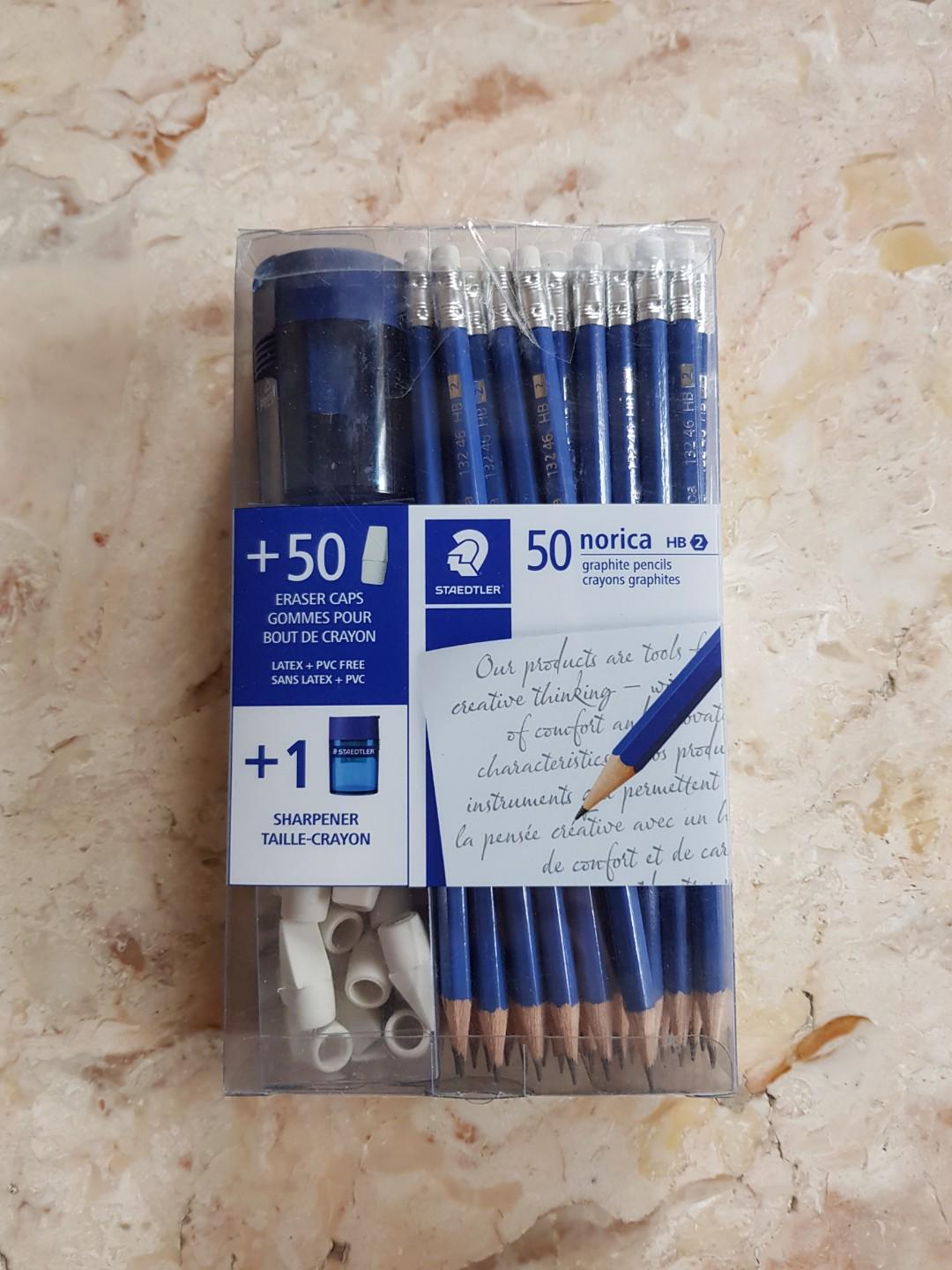 Staedtler 50 Graphite Pencils With Erasers And Sharpener Books