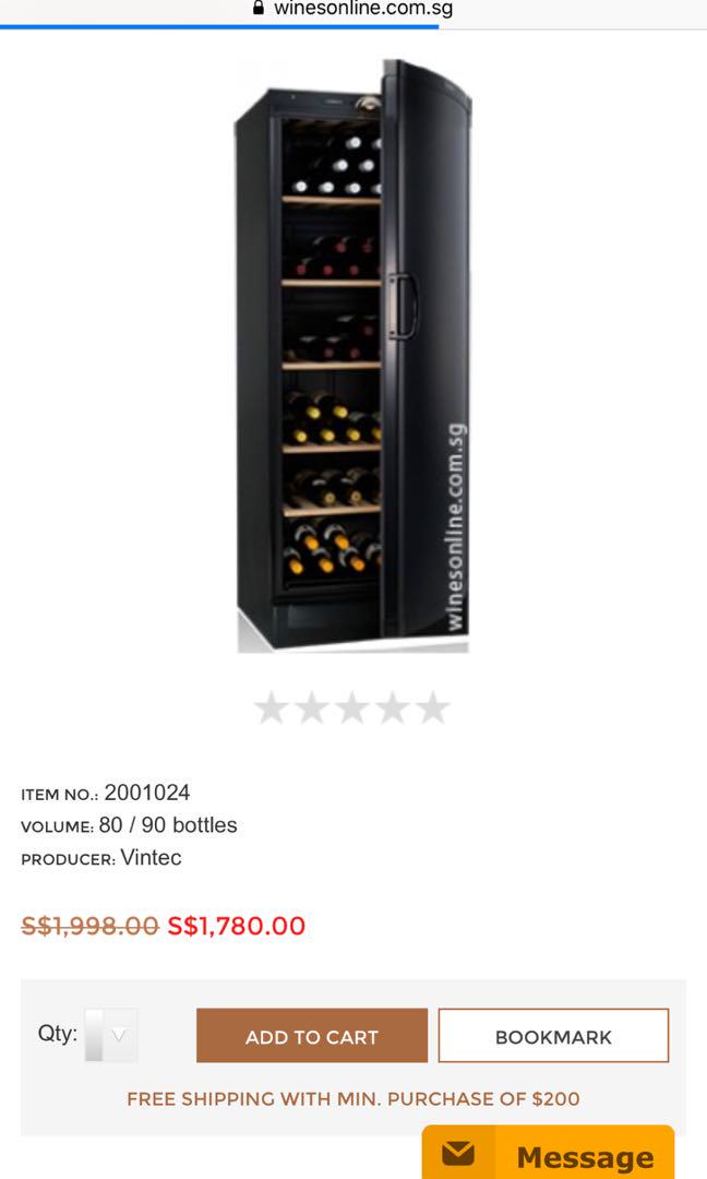 Vintec wine fridge, TV & Home Appliances, Kitchen Appliances