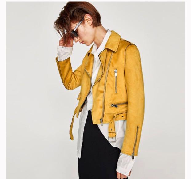 Zara yellow biker new arrivals jacket