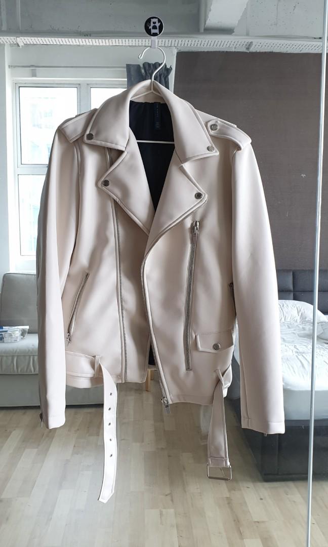 ZARA White Leather Jacket, Women's Fashion, Tops, Blouses on Carousell