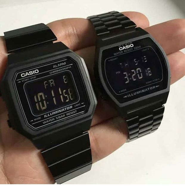 130 Both All Black Casio Couple Watch Men S Fashion Watches On Carousell