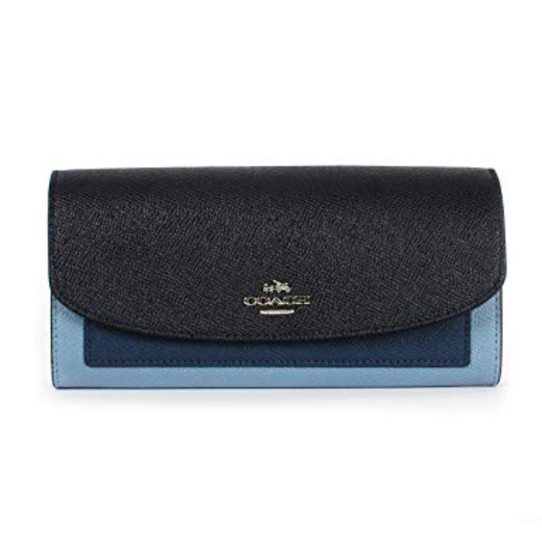 Slim envelope wallet with chain in blocked hot sale signature canvas