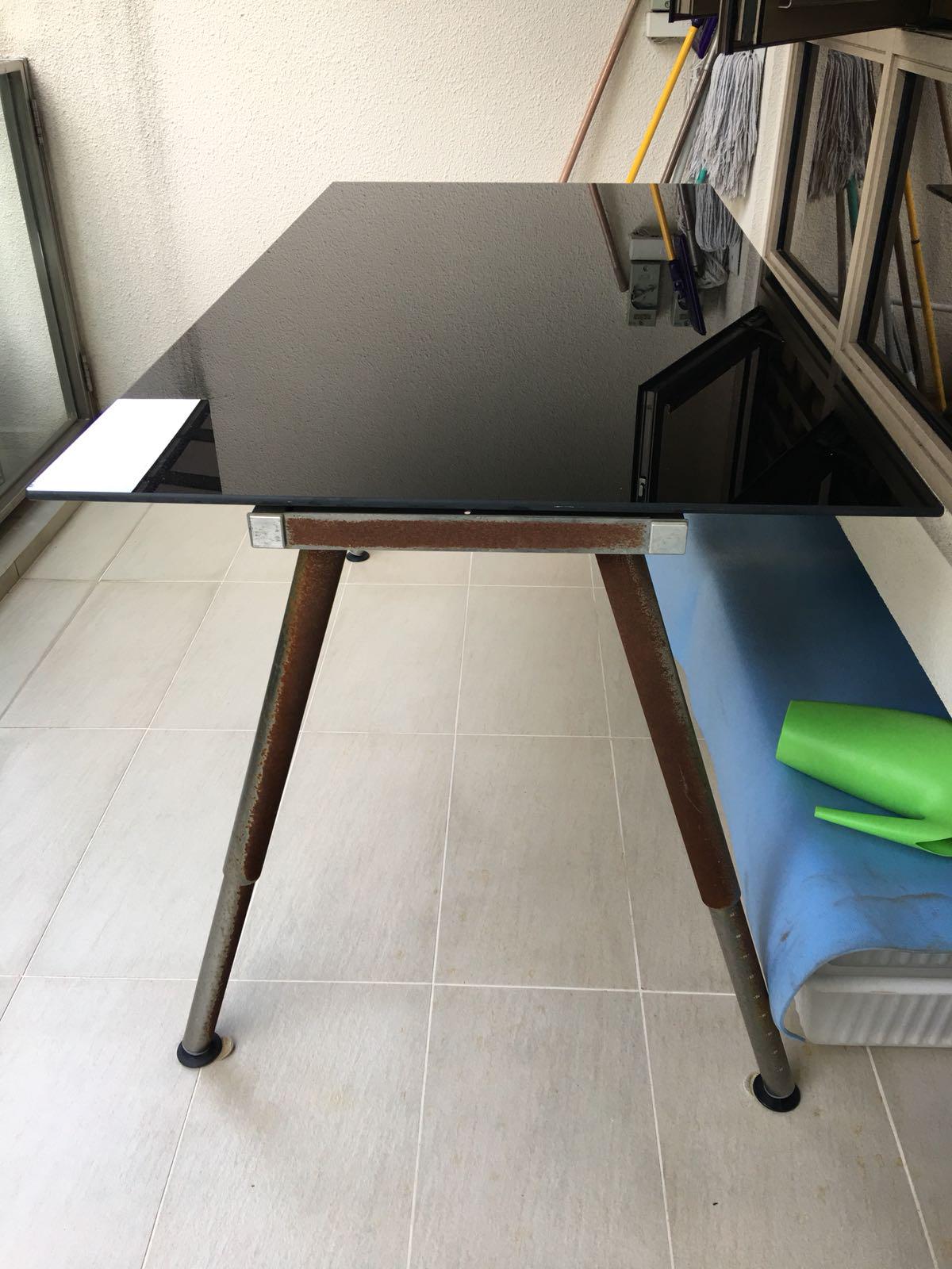 Black Tempered Glass Table Study Desk Ikea Furniture Home