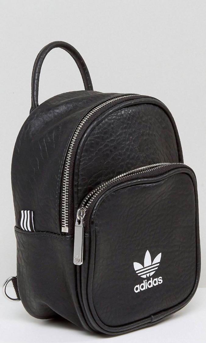 Adidas originals leather look mini backpack in 2024 black
