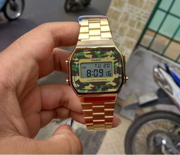 casio gold camouflage watch