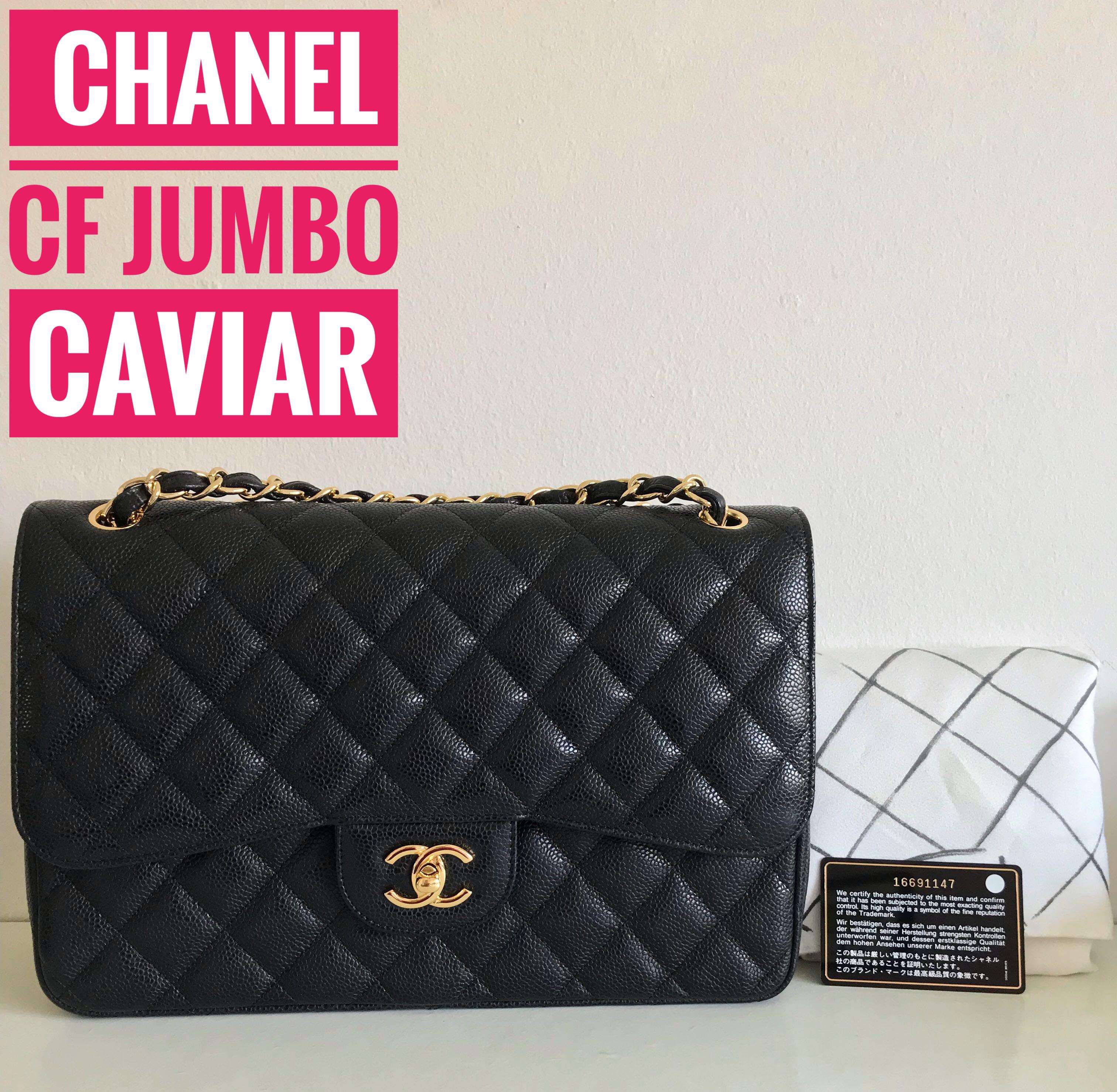 CHANEL CF Jumbo (30cm) Caviar with GHW, Double Flap, Luxury, Bags & Wallets  on Carousell