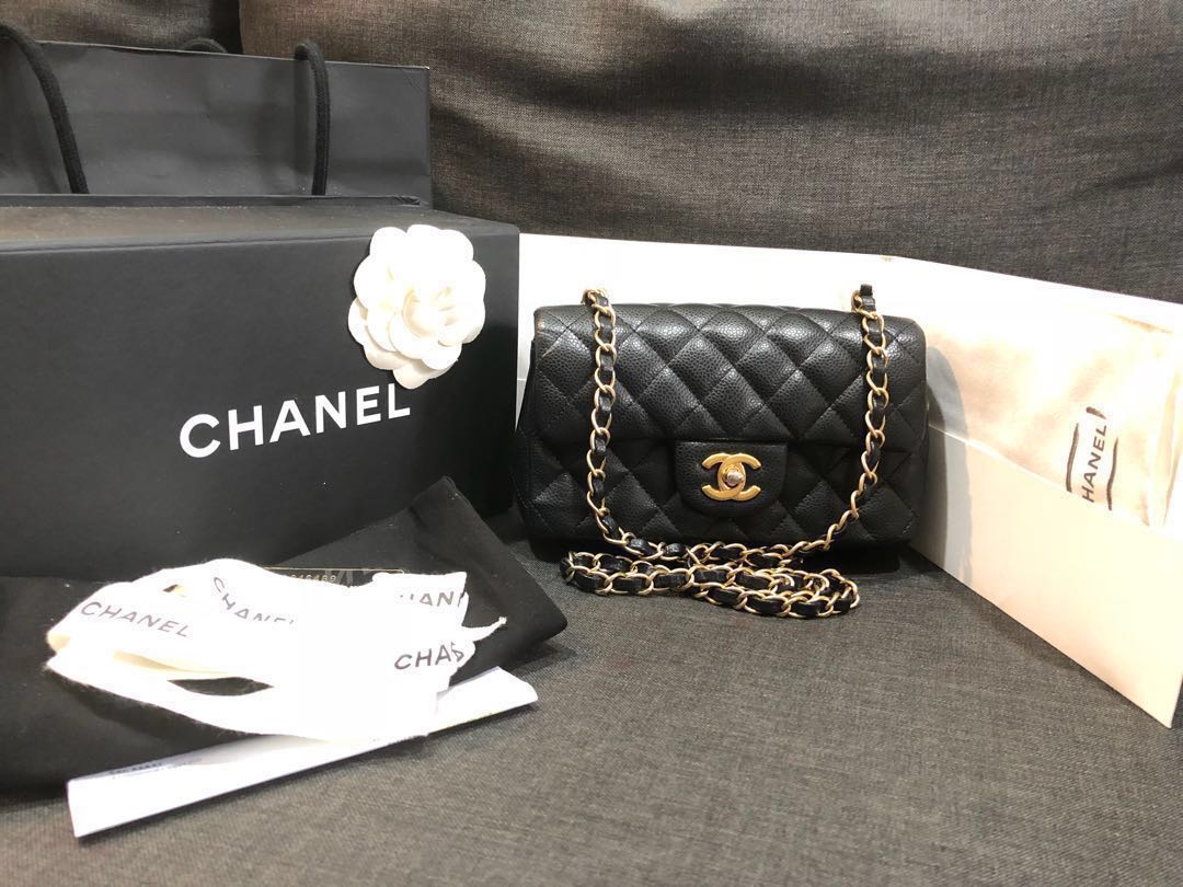 Chanel mini caviar retangular 8 inch GHW, Luxury, Bags & Wallets on  Carousell