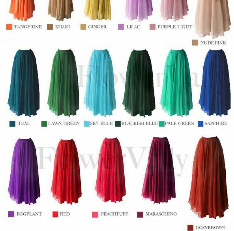 Khaki long chiffon maxi skirt shop