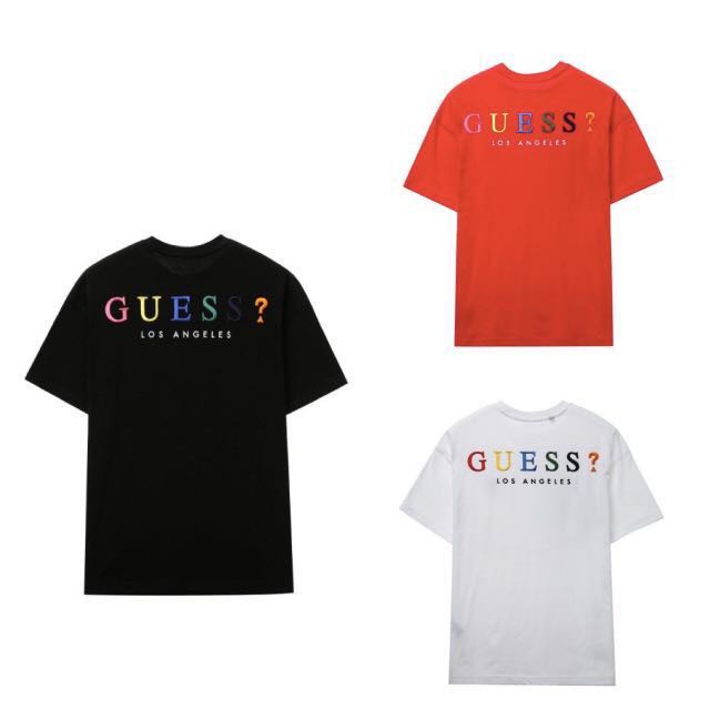 guess rainbow logo tee