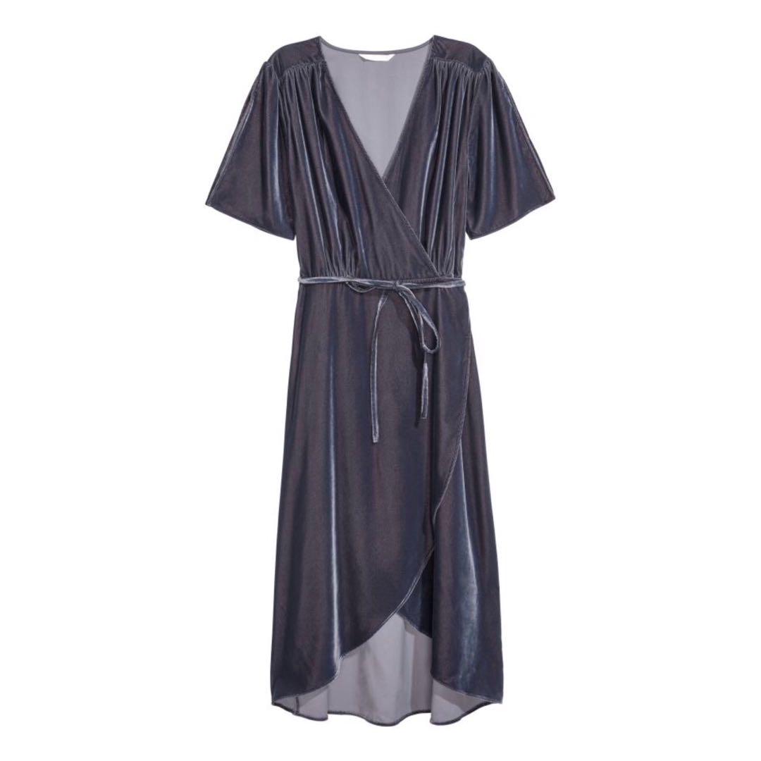 H&m velvet wrap discount dress