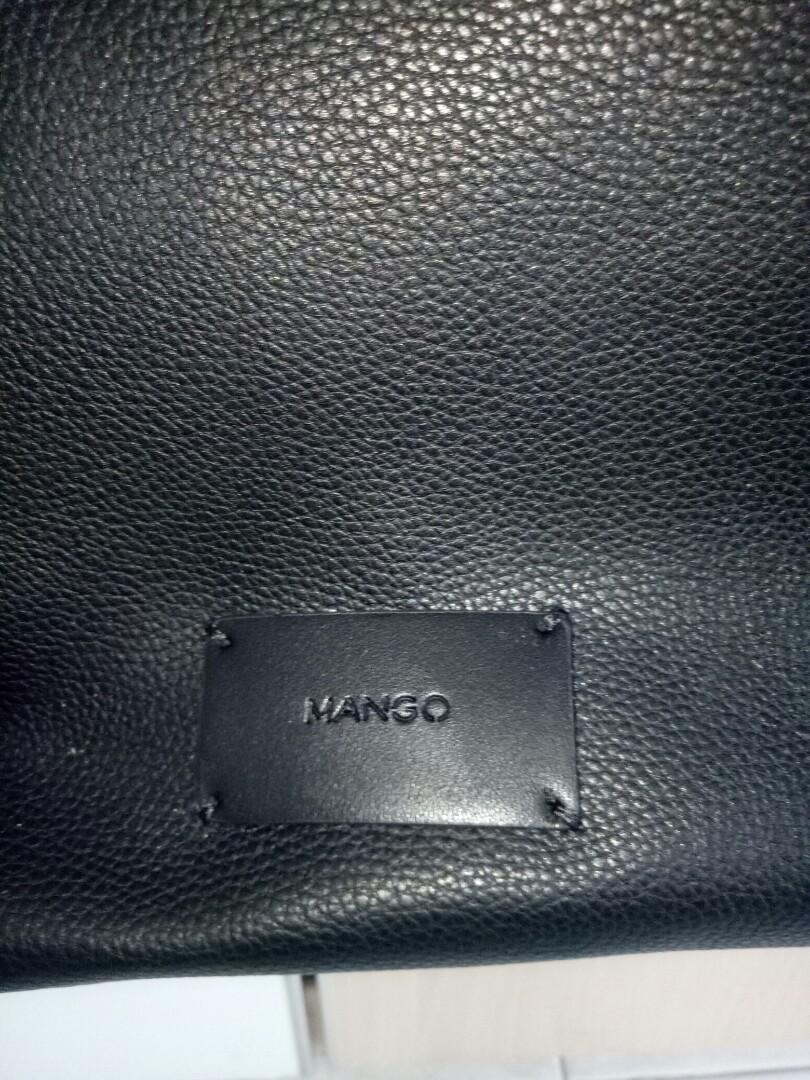 MANGO BLACK PEBBLED SHOPPER BAG