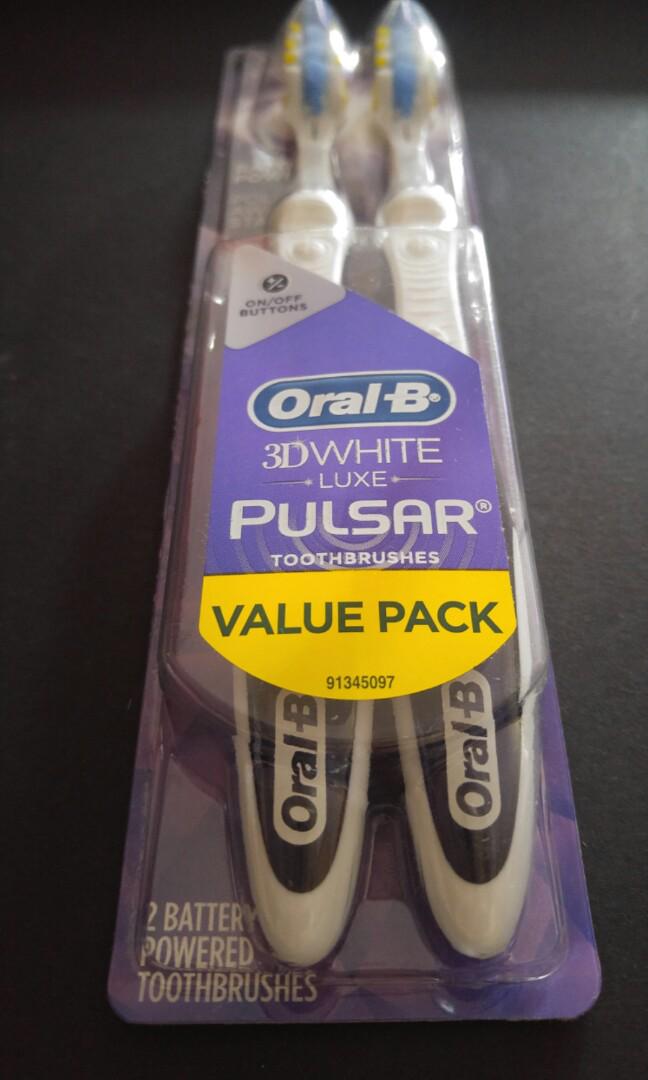 Oral B 3d White Luxe Pulsar Battery Toothbrush Twin Pack Health