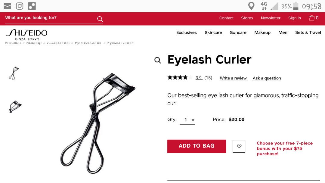 Shiseido Eyelash Curler (Category: Makeup) located in Makati City. Submitted by goolaigoods (Listing ID 186922594, Image 3). Description: Brand new & still sealed Shiseido Eyelash Curler (bought in Japan) with free rubber replacement and false eyelashes..